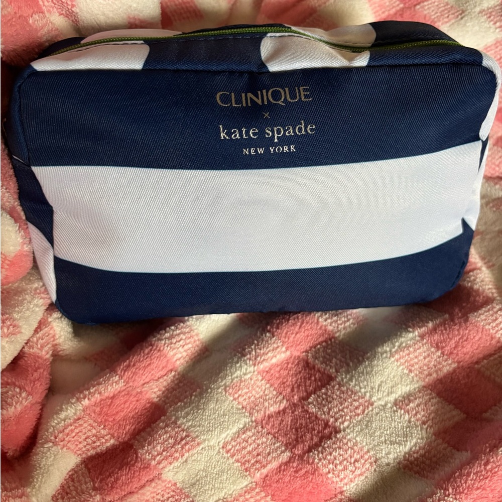 Clinique x Kate Spade Navy and White Cosmetic Bag